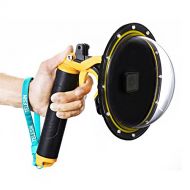 KOBWA Telesin 6 Underwater Dome Port Camera Lens Transparent Cover for GoPro Hero 65 with Waterproof Housing Case Hand Floating Grip and Button(Black Yellow)