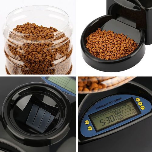  KOBWA 5.5L Automatic Timed Quantitative Pet Feeder with Voice Message Recording and LCD Screen, Timer Programmable 3 Meals a Day - for Dogs and Cats