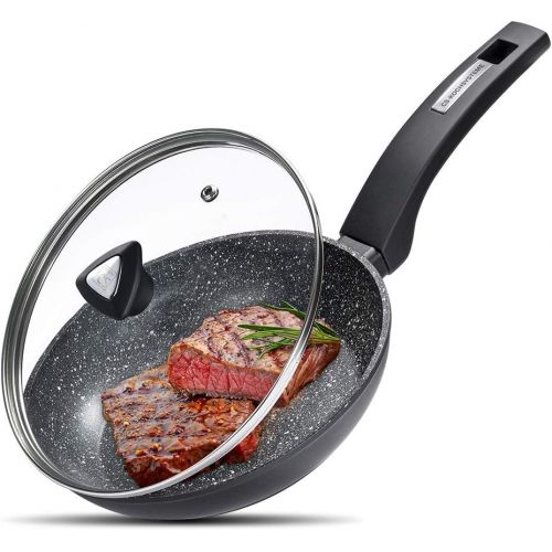 KOCH SYSTEME CS CSK 8” Small Stone Earth Nonstick Frying Pan, Nonstick Omelet Pan Skillet for All Stove Tops Include Induction Cooker, Stir Fry Pan with Heat Resistant Handle, APEO & PFOA-Free, Gr