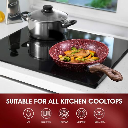  [아마존베스트]KOCH SYSTEME CS CSK 8 Nonstick Frying Pan - Frying Pan with Natural Textured Bakelite Handle, 100% APEO & PFOA-Free Granite Coating, Stone Earth Frying Pan and Skillet Cookware, Ideal for Self-Coo