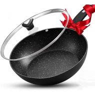 [아마존베스트]KOCH SYSTEME CS 12” Stir Fry Pans with Lids, Nonstick Wok Pan with Ergonomic Handle and Flat Bottom, Frying Skillet with APEO & PFOA-Free Stone-Derived Non Stick Coating, CSK Frying Pan