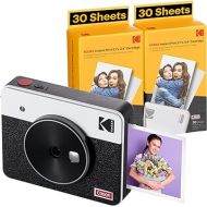 KODAK Mini Shot 3 Retro 4PASS 2-in-1 Instant Digital Camera and Photo Printer (3x3 inches) + 60 Sheets Cartridge Bundle, White