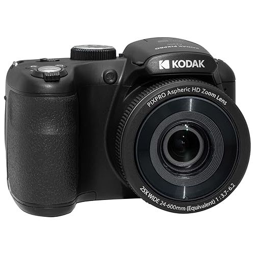  KODAK PIXPRO AZ255-BK 16MP Digital Camera 25X Optical Zoom 24mm Wide Angle Lens Optical Image Stabilization 1080P Full HD Video 3