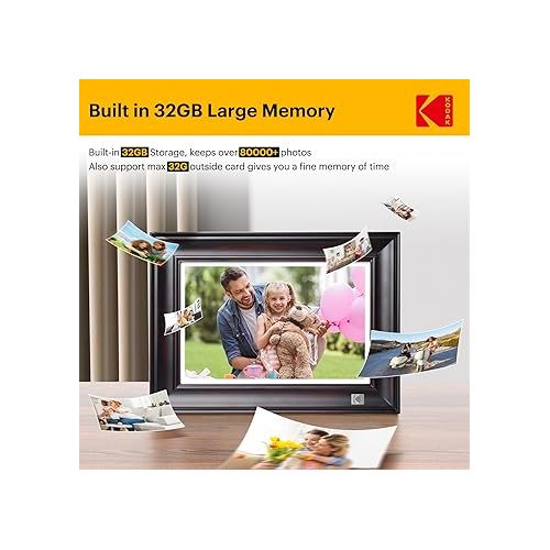  KODAK WiFi Digital Picture Frame, 1920 x 1200 HD Touchscreen Digital Photo Frame, 10.1 Inches Intelligent Electronic Picture Frame with 32 GB Memory