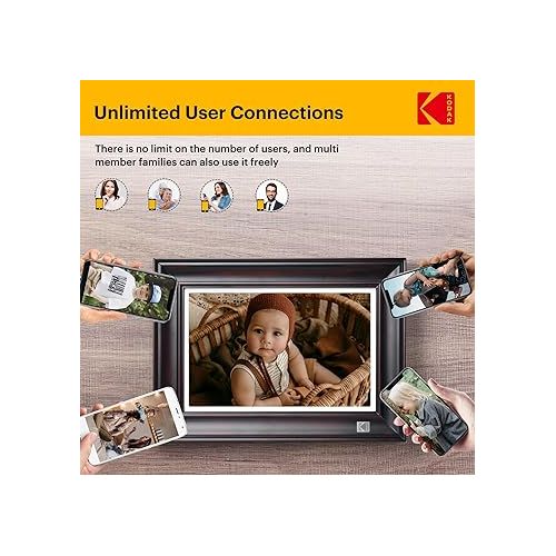  KODAK WiFi Digital Picture Frame, 1920 x 1200 HD Touchscreen Digital Photo Frame, 10.1 Inches Intelligent Electronic Picture Frame with 32 GB Memory