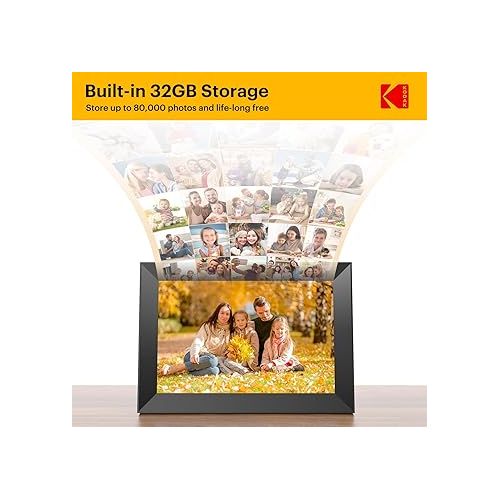  KODAK 10.1Inch WiFi Digital Picture Frame,1280x800 HD IPS Touch Screen, Electronic Smart Photo Frame with 32GB Memory, Auto-Rotate, Instantly Share Photos/Videos from Anywhere