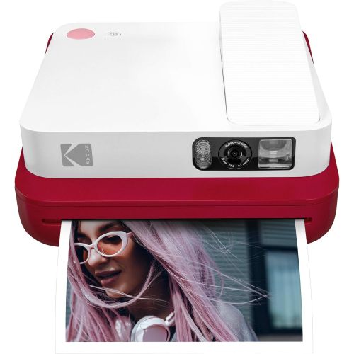  [아마존핫딜][아마존 핫딜] KODAK Smile Classic Digital Instant Camera with Bluetooth (Red) 16MP Pictures, 35 Prints Per Charge  Includes Starter Pack 3.5 x 4.25 Zink Photo Paper, Sticker Frames Edition