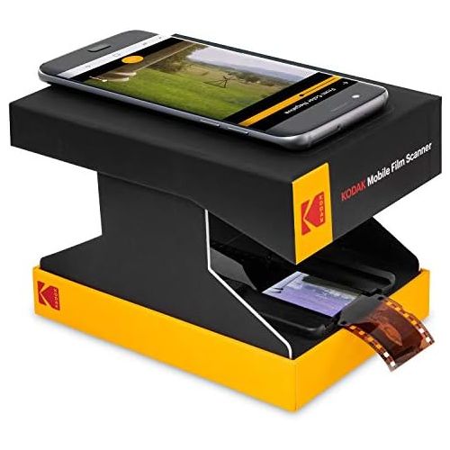  [아마존베스트]Kodak KODAK Mobile Film Scanner  Scan & Save Old 35mm Films & Slides w/Your Smartphone Camera  Portable, Collapsible Scanner w/Built-in LED Light & Free Mobile App for Scanning, Editin