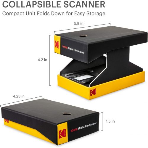  [아마존베스트]Kodak KODAK Mobile Film Scanner  Scan & Save Old 35mm Films & Slides w/Your Smartphone Camera  Portable, Collapsible Scanner w/Built-in LED Light & Free Mobile App for Scanning, Editin