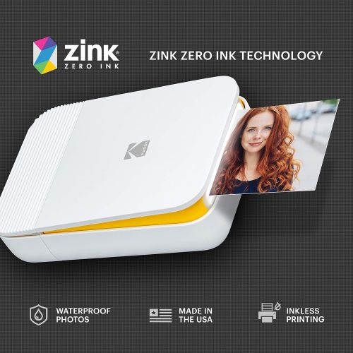  KODAK Smile Instant Digital Printer  Pop-Open Bluetooth Mini Printer for iPhone & Android  Edit, Print & Share 2x3 ZINK Photos w/FREE Smile App  White/ Yellow