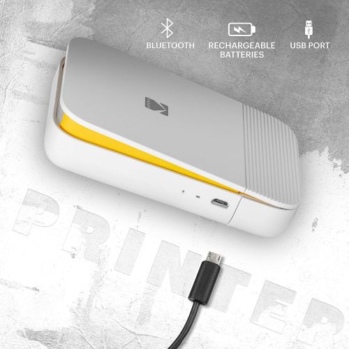  KODAK Smile Instant Digital Printer  Pop-Open Bluetooth Mini Printer for iPhone & Android  Edit, Print & Share 2x3 ZINK Photos w/FREE Smile App  White/ Yellow