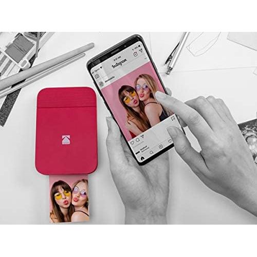  KODAK Smile Instant Digital Printer  Pop-Open Bluetooth Mini Printer for iPhone & Android  Edit, Print & Share 2x3 ZINK Photos w/FREE Smile App  Red