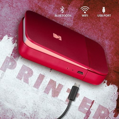  KODAK Smile Instant Digital Printer  Pop-Open Bluetooth Mini Printer for iPhone & Android  Edit, Print & Share 2x3 ZINK Photos w/FREE Smile App  Red