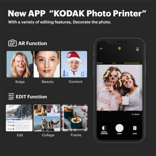  Kodak Mini Shot 3 Retro 3x3” Portable Wireless Instant Camera & Photo Printer, Compatible with iOS, Android & Bluetooth, Real Photo HD 4Pass Technology & Laminated Finish, Premium