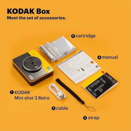  Kodak Mini Shot 3 Retro 3x3” Portable Wireless Instant Camera & Photo Printer, Compatible with iOS, Android & Bluetooth, Real Photo HD 4Pass Technology & Laminated Finish, Premium