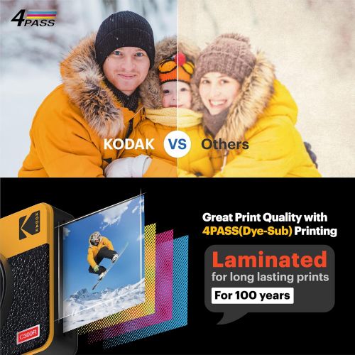  Kodak Mini Shot 3 Retro 3x3” Portable Wireless Instant Camera & Photo Printer, Compatible with iOS, Android & Bluetooth, Real Photo HD 4Pass Technology & Laminated Finish, Premium