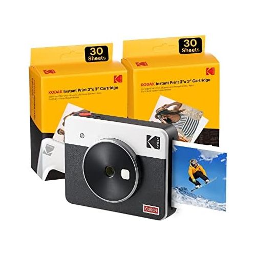  Kodak Mini Shot 3 Retro (60 Sheets) 3x3 2-in-1 Portable Wireless Instant Camera & Photo Printer, Compatible with iOS, Android & Bluetooth, Real Photo HD, 4PASS Technology & Laminat