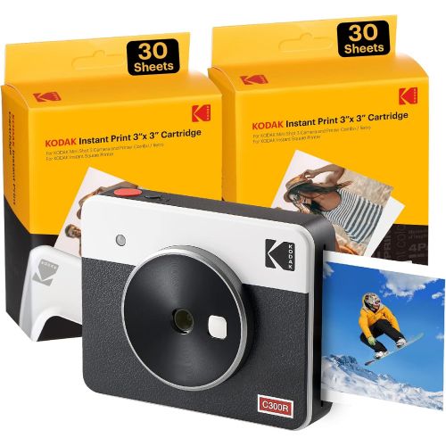  Kodak Mini Shot 3 Retro (60 Sheets) 3x3 2-in-1 Portable Wireless Instant Camera & Photo Printer, Compatible with iOS, Android & Bluetooth, Real Photo HD, 4PASS Technology & Laminat