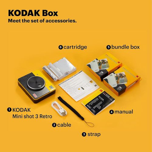  Kodak Mini Shot 3 Retro (60 Sheets) 3x3 2-in-1 Portable Wireless Instant Camera & Photo Printer, Compatible with iOS, Android & Bluetooth, Real Photo HD, 4PASS Technology & Laminat