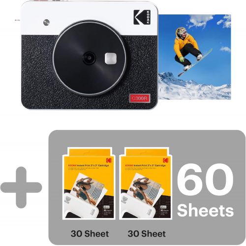  Kodak Mini Shot 3 Retro (60 Sheets) 3x3 2-in-1 Portable Wireless Instant Camera & Photo Printer, Compatible with iOS, Android & Bluetooth, Real Photo HD, 4PASS Technology & Laminat