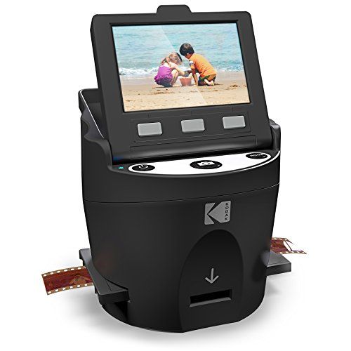  KODAK SCANZA Digital Film & Slide Scanner - Converts 35mm, 126, 110, Super 8 & 8mm Film Negatives & Slides to JPEG - Includes Large Tilt-Up 3.5 LCD, Easy-Load Film Inserts, Adapter