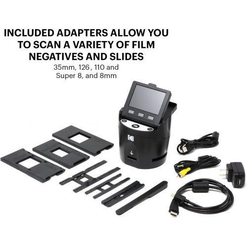  KODAK SCANZA Digital Film & Slide Scanner - Converts 35mm, 126, 110, Super 8 & 8mm Film Negatives & Slides to JPEG - Includes Large Tilt-Up 3.5 LCD, Easy-Load Film Inserts, Adapter