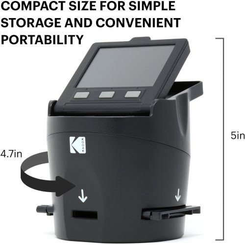  KODAK SCANZA Digital Film & Slide Scanner - Converts 35mm, 126, 110, Super 8 & 8mm Film Negatives & Slides to JPEG - Includes Large Tilt-Up 3.5 LCD, Easy-Load Film Inserts, Adapter