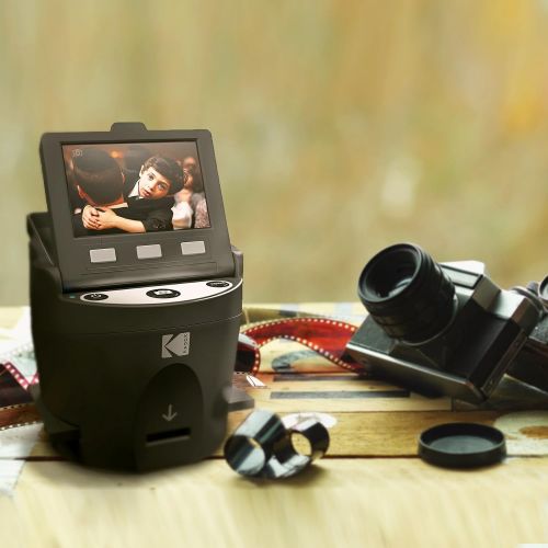  KODAK SCANZA Digital Film & Slide Scanner - Converts 35mm, 126, 110, Super 8 & 8mm Film Negatives & Slides to JPEG - Includes Large Tilt-Up 3.5 LCD, Easy-Load Film Inserts, Adapter