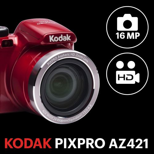  Kodak PIXPRO Astro Zoom AZ421-RD 16MP Digital Camera with 42X Optical Zoom and 3 LCD Screen (Red)