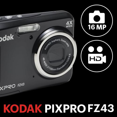  Kodak PIXPRO Friendly Zoom FZ43-BK 16MP Digital Camera with 4X Optical Zoom and 2.7 LCD Screen (Black)