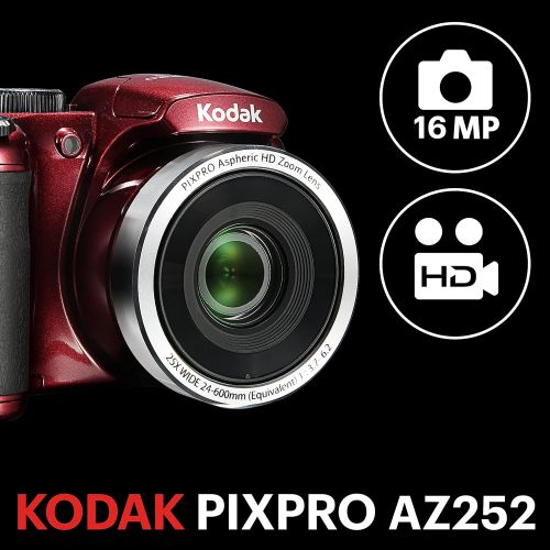  Kodak PIXPRO Astro Zoom AZ252-RD 16MP Digital Camera with 25X Optical Zoom and 3 LCD (Red)