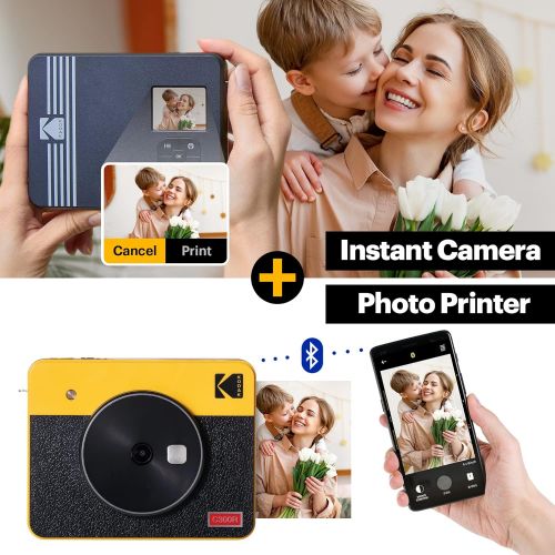  Kodak Mini Shot 3 Retro 3x3” Portable Wireless Instant Camera & Photo Printer, Compatible with iOS, Android & Bluetooth, Real Photo HD 4Pass Technology & Laminated Finish, Premium