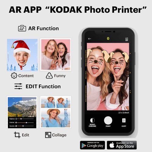  Kodak Mini Shot 3 Retro 3x3” Portable Wireless Instant Camera & Photo Printer, Compatible with iOS, Android & Bluetooth, Real Photo HD 4Pass Technology & Laminated Finish, Premium