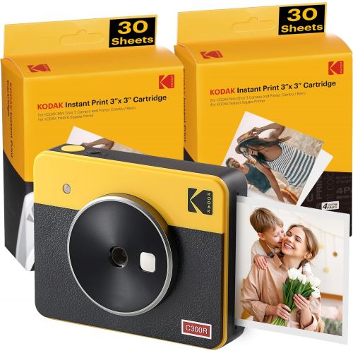  Kodak Mini Shot 3 Retro (60 Sheets) 3x3 2-in-1 Instant Camera & Photo Printer, Compatible with iOS, Android & Bluetooth, Real Photo HD, 4PASS Technology & Laminated Finish ? Yellow