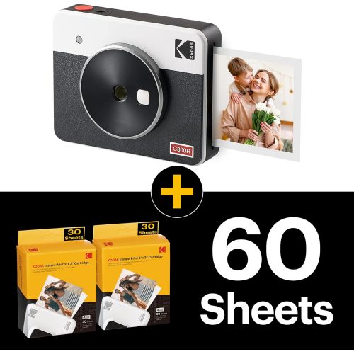  Kodak Mini Shot 3 Retro (60 Sheets) 3x3 2-in-1 Portable Wireless Instant Camera & Photo Printer, Compatible with iOS, Android & Bluetooth, Real Photo HD, 4PASS Technology & Laminat