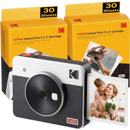  Kodak Mini Shot 3 Retro (60 Sheets) 3x3 2-in-1 Portable Wireless Instant Camera & Photo Printer, Compatible with iOS, Android & Bluetooth, Real Photo HD, 4PASS Technology & Laminat