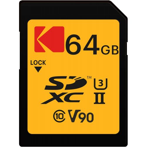  Kodak 64GB UHS-II U3 V90 Ultra Pro SDXC Memory Card - Up to 300MB/s Read Speed and 270MB/s Write Speed