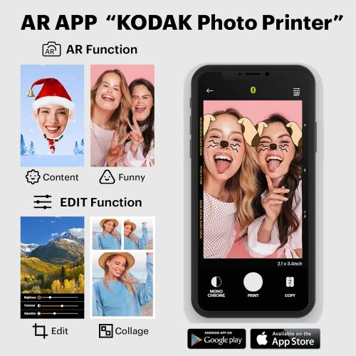  [무료배송] 코닥 미니 샷 2 레트로 카메라 Kodak Mini Shot 2 Retro Portable Wireless Instant Camera & Photo Printer, Compatible with iOS & Android and Bluetooth Devices, Real Photo (2.1x3.4) 4Pass Technology - White