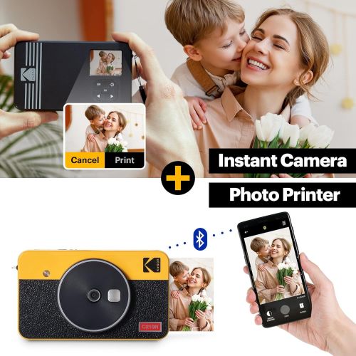  [무료배송] 코닥 미니 샷 2 레트로 카메라 Kodak Mini Shot 2 Retro Portable Wireless Instant Camera & Photo Printer, Compatible with iOS & Android and Bluetooth Devices, Real Photo (2.1x3.4) 4Pass Technology - Yellow