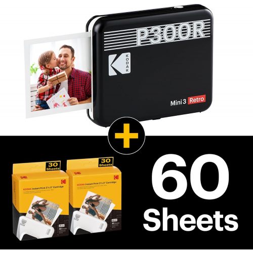  [아마존베스트]Kodak Mini 3 Square Retro Portable Printer - Social Media Photo Instant Printer  Premium App iOS & Android Compatible  Wireless Connection  3x3inch Photo - 4PASS Technology - 60