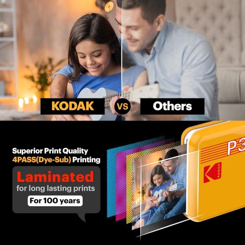  [아마존베스트]Kodak Mini 3 Square Retro Portable Printer - Social Media Photo Instant Printer  Premium App iOS & Android Compatible  Wireless Connection  3x3inch Photo - 4PASS Technology - 60