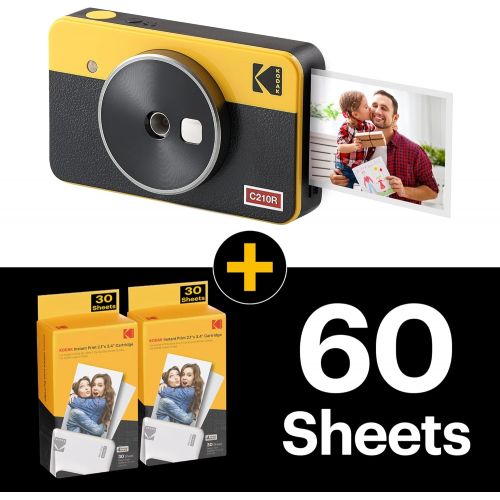  [아마존베스트]Kodak Mini Shot 2 Retro Portable Wireless Instant Camera & Photo Printer - Yellow - 60 Sheets