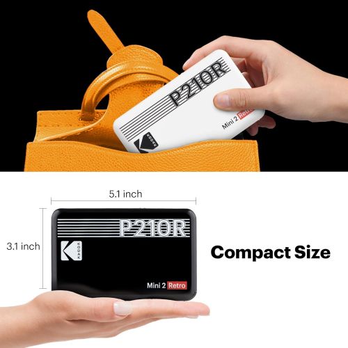  [아마존베스트]Kodak Mini 2 Retro Portable Instant Photo Printer, Wireless Connection, Compatible with iOS, Android & Bluetooth, Real Photo (2.1 ”x3.4”), 4Pass Technology & Lamination Process, Pr