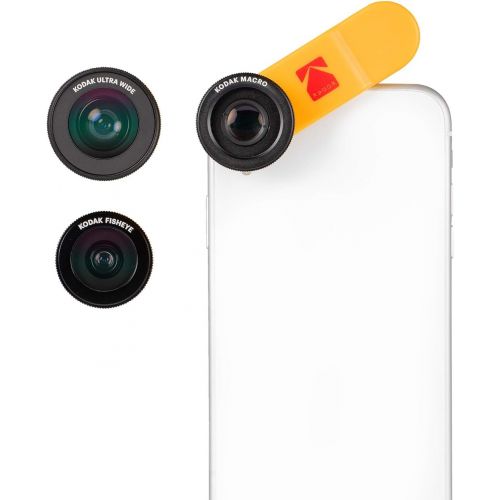  [아마존베스트]KODAK 3-in-1 Smartphone Lens Set Consisting of A 100° Wide-Angle, 15X Macro and 170° Fisheye Lens (Universal Clip Mount, Also Works with Multicams & Front Cameras) - KPA001