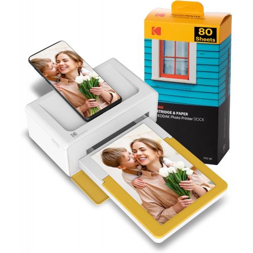  [아마존베스트]Kodak Dock Plus Instant Photo Printer  Bluetooth Portable Photo Printer Full Color Printing  Mobile App Compatible with iOS and Android  Convenient and Practical - 80 Sheet Bund