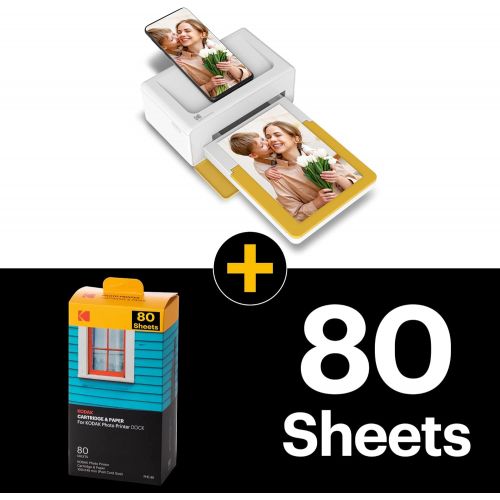  [아마존베스트]Kodak Dock Plus Instant Photo Printer  Bluetooth Portable Photo Printer Full Color Printing  Mobile App Compatible with iOS and Android  Convenient and Practical - 80 Sheet Bund