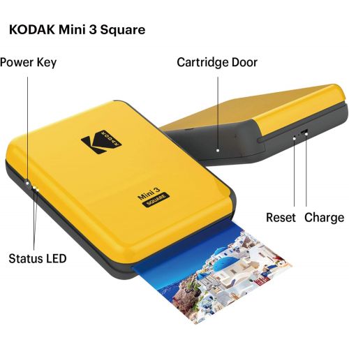  [아마존베스트]Kodak All-New Mini 3 Square Instagram Size Bluetooth Portable Photo Printer with 4PASS Technology - White