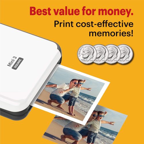  [아마존베스트]Kodak All-New Mini 3 Square Instagram Size Bluetooth Portable Photo Printer with 4PASS Technology - White