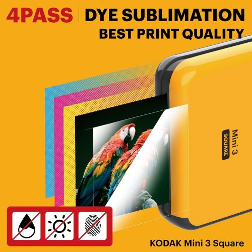  [아마존베스트]Kodak All-New Mini 3 Square Instagram Size Bluetooth Portable Photo Printer with 4PASS Technology - White