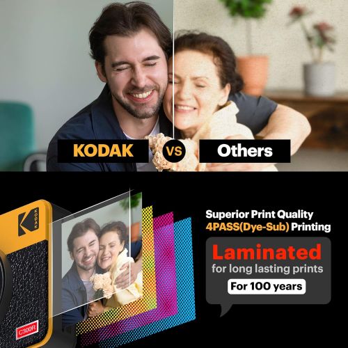  [아마존베스트]Kodak Mini Shot 3 Retro Portable Wireless Instant Camera & Photo Printer, Compatible with iOS, Android & Bluetooth, Real Photo HD (3”x3”) 4Pass Technology & Laminated Finish, Premi